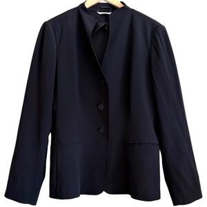 MaxMara Black Minimalist Button-Front Blazer